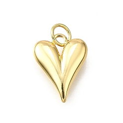 Настоящее золото 18K Латунные подвески, сердце прелести, с целью перехода в кольце, без свинца и без кадмия, стойки покрытие, долговечный, реальный 18 k позолоченный, 15x11.5x3 мм, отверстие : 3.6 мм