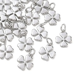 Platin Farbe Shegrace Messinganhänger, Klee Reize, Nickel frei, Platin Farbe, 12.5x10x1.5 mm, Bohrung: 3.5 mm
