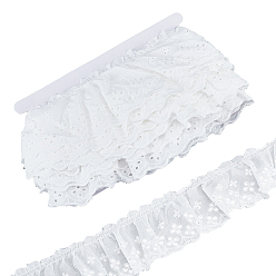 Белый 5 ярды хлопковой кружевной ленты с цветочным узором и вышивкой, мятой ткани, кружевной отделкой, аксессуары для одежды, с картонной карточкой, белые, 2-3/4 дюйм (70 мм)
