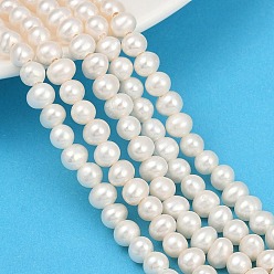 Морская Ракушка Нити из натурального культивированного пресноводного жемчуга, картофель, класс 6а+, цвет морской раковины, 5~6 мм, отверстие : 1.2 мм, около 70~71 шт / нитка, 14.45~14.65 дюйм (36.7~37.2 см)