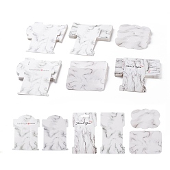 White 120 Pcs 6 Styles Marble Pattern Paper Display Cards, Hair Clip Display Cards, White, 20pcs/style