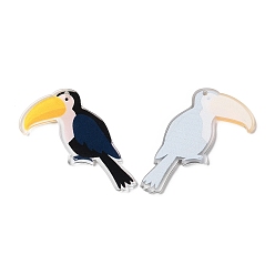 Черный Подвески из полупрозрачной смолы, амулеты птиц, чёрные, 44x25.5x2.5 мм, отверстие : 1.5 мм