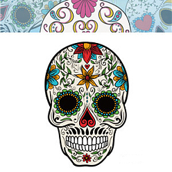 Разноцветный Хэллоуин тема светящиеся боди-арт татуировки наклейки, съемные временные татуировки бумажные наклейки, череп, красочный, 85x60 мм