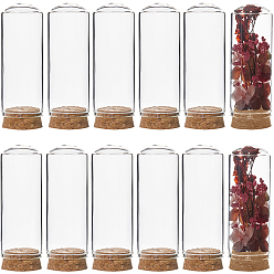 Прозрачный Купол из прозрачного стекла, декоративная витрина, Террариум в форме колокольчика с пробковым основанием, прозрачные, 3x8.8 см, Внутренний диаметр: 2.45 cm, емкость: 40 мл (1.35 жидких унций), 12 шт / коробка