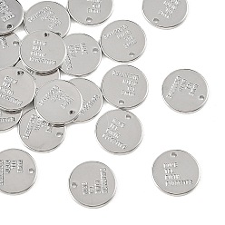 Platinum SHEGRACE Brass Pendants, Flat Round with Word Charms, Cadmium Free & Lead Free & Nickel Free, Long-Lasting Plated, Platinum, 45x1mm, Hole: 1.2mm