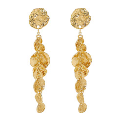 Золотой Плоские круглые серьги-гвоздики с кисточками из сплава, золотые, 95 мм