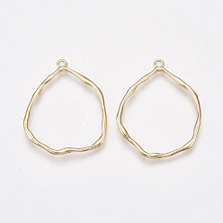 Настоящее золото 18K Латунные подвески, без никеля , реальный 18 k позолоченный, кольцо, 36~37x29x1.5 мм, отверстие : 1.8 мм