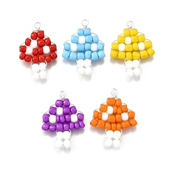 (52) Непрозрачная лаванда Подвески из стеклянных бусин, гриб, разноцветные, 29~29.5x19~23x4 мм, отверстие : 2.5 мм