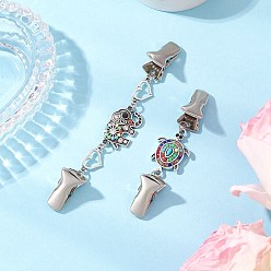 (52) Непрозрачная лаванда 2шт. зажимы для кардигана из сплава и железа, зажимы для воротника свитера для женщин, черепаха и слон, смолой и горный хрусталь, разноцветные, 67~96 мм