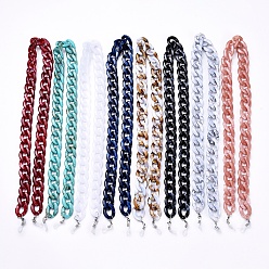 Mixed Color Eyeglasses Chains, Neck Strap for Eyeglasses, with Acrylic Curb Chains, 304 Stainless Steel Lobster Claw Clasps and  Rubber Loop Ends, Mixed Color, 30.7 inch(78cm)