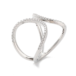 Платина Реечное покрытие латунь микро паве кубический цирконий регулируемые кольца, долговечное покрытие для женщин, без свинца и без кадмия, платина, размер США 6 1/2 (16.9 мм)