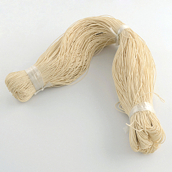 Light Goldenrod Yellow Round Waxed Polyester Cord, Taiwan Waxed Cord, Twisted Cord, Light Goldenrod Yellow, 1mm, about 415.57 yards(380m)/bundle