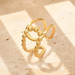 Настоящее золото 18K 304 открытые манжеты из нержавеющей стали для женщин, реальный 18 k позолоченный, 13.5 мм, регулируемый