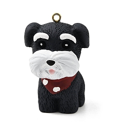 Черный Милые подвески из непрозрачной смолы, сатсума, с золотой железной петлей, чёрные, 53.5x35x36.5 мм, отверстие : 2.5 мм