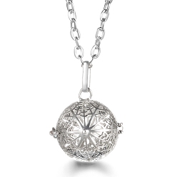 Круглые Платиновые латунные ожерелья с подвесками в виде клетки, круглые, 17.72~23.62 дюйм (45~60 см)