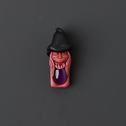 Amethyst Natural Amethyst Pendants, Elf with Witch Hat Charm, 45x20mm