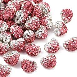 Розовый День святого Валентина градиент цвета полимерная глина класс а стразы бусины, сердечки фокусные бусины для ручек бисерные изготовление брелоков, светло-розовый, 13x15x11 мм, отверстие : 1 мм