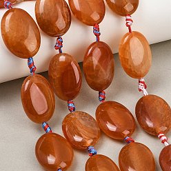 Chocolate Natural Dragon Veins Agate Beads Strands, Dyed & Heated, Flat Oval, Chocolate, 23~26x17~79x8~9mm, Hole: 1~1.5mm, about 13~14pcs/strand, 15.94''~16.93''(40.5~43cm)