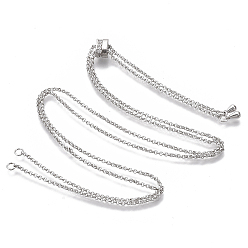 Платинированный Латунные ожерелья делая, без кадмия и без свинца, ожерелья с ползунком, с прозрачным цирконием и цепочкой Роло, Реальная платина, 27.55 дюйм (70 см) x 1.5 мм, отверстие : 2 мм