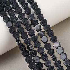 Blue Goldstone Synthetic Blue Goldstone Beads Strands, Star, 6x6x3mm, Hole: 0.7mm, about 65pcs/strand, 14.29''(36.3cm)