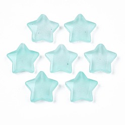 Pale Turquoise Transparent Spray Painted Glass Beads, Five-pointed Star, Pale Turquoise, 19x20x5.5mm, Hole: 1.2mm