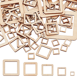 Цвет Древесины 105шт. 5 виды необработанной древесины, полые квадратные стружки, деревесиные, 10~50x10~50x2 мм