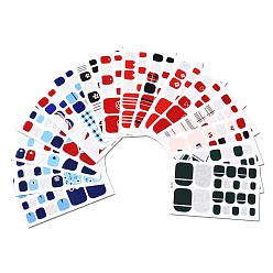 Смешанные Узоры Блестящая пудра для ногтей на ногтях с полным покрытием наклейки, самоклеящиеся наклейки для лака для ногтей на ногах в клетку тартан, для женщин и девочек diy toenails art design, темно-синий, смешанные узоры, 9.5x5.8 см, 22шт / лист