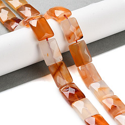 Red Agate Природный агат бисер нитей, граненый ромб, прямоугольные, 17x12x7 мм, отверстие : 1.2 мм, около 23 шт / нитка, 14.76'' (37.5 см)