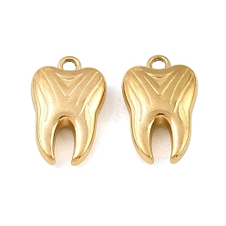 Настоящее золото 18K 316 хирургические брелоки из нержавеющей стали, подвески в форме зубов, ионное покрытие (ip), реальный 18 k позолоченный, 15x9.5x4 мм, отверстие : 1.5 мм