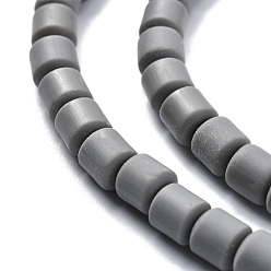 Gray Handmade Polymer Clay Bead Strands, Column, Gray, 6.5x6mm, Hole: 1.2mm, about 61pcs/strand, 15.75 inch(40cm)