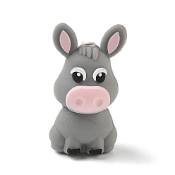 Donkey Силиконовые бусины с изображением животных, фокусные бусы, осел, 33.5x18.5x16 мм, отверстие : 2.7 мм