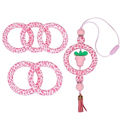 (52) Непрозрачная лаванда 5 шт. кольцо из экологически чистого пищевого силикона фокусные бусины, красочный, 65x9.5 мм, отверстие : 3 мм, внутренний диаметр: 44 мм