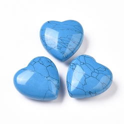 Темно-Голубой Натуральный окрашенный говлит и нагретый камень любви сердца, карманный пальмовый камень для балансировки рейки, глубокое синее небо, 29~30.5x30x13.5~14 мм