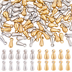 Platinum & Golden 80Pcs 4 Colors 201 Stainless Steel Charms, Teardrop, Platinum & Golden, 6x2.5~3mm, Hole: 0.9~1mm, 20pcs/color 