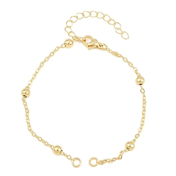 Plaqué 18K Or Véritable Fabrication de bracelet en chaîne à laiton, avec fermoir pince de homard, sans cadmium et sans plomb, crémaillère plaquage, réel 18 k plaqué or, 7.01 pouce (17.8 cm), Trou: 3mm