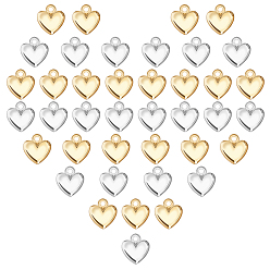 Платиновый & Золотой 160шт 2 цвета ccb пластиковые подвески, шарма сердца, платиной и золотом, 15x13x3.5 мм, отверстие : 2 мм, 80 шт / цвет