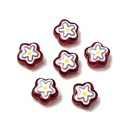 Темно-Красный Стеклянные эмалевые бусины ручной работы, бусины ручной работы, цветок, темно-красный, 11.5x12~12.5x6.5 мм, отверстие : 1.2 мм