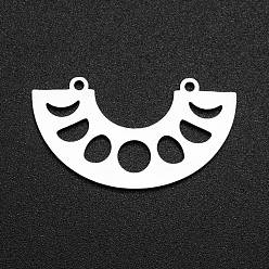 Нержавеющая Сталь Цвет Не тускнеет 201 подвесные звенья из нержавеющей стали, лазерная резка, половина пончиков, цвет нержавеющей стали, 18x32x1 мм, отверстие : 1.5 мм