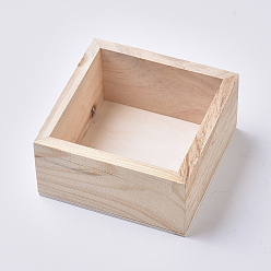 BurlyWood Wooden Storage Boxes, Jewelry Box, Square, BurlyWood, Side Length: 9.55x9.55x4.8cm, Diagonal Length: 13.4cm, Inner Diameter: 8x8cm