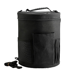 Black Oxford Cloth Drum Yarn Storage Bags, for Portable Knitting & Crochet Organizer, Black, 28x33cm