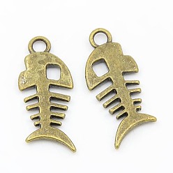Античная Бронза Сплавочные подвески тибетского стиля, без кадмия, без никеля и без свинца, рыбьей костью, античная бронза , 26x11.5x2.5 мм, отверстие : 2.5 мм