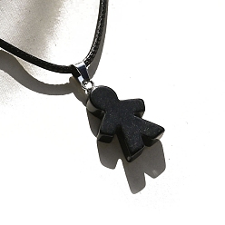 Обсидиан Природные подвески обсидиана, очарование мальчика, платина, 20x16x5 мм