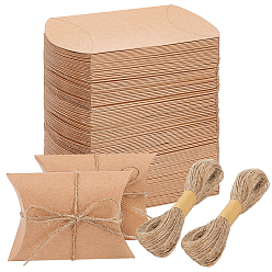 Цвет Древесины 100шт. картонные бумажные подарочные коробки для конфет и подушек, с 2 пучками джутовой бечевки и 1 шт. складных почтовых коробок из крафт-бумаги, деревесиные, 6.5x7x2.5 см