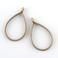 Античная Бронза Подвески с открытой спиной, для diy уф смолы, эпоксидная смола, Прессованные цветочные украшения, без кадмия, без никеля и без свинца, античная бронза, 33.9x20.5x3.8 мм, отверстие : 2.8 мм