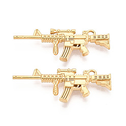 Настоящее золото 18K 304 подвески из нержавеющей стали, форма снайперской винтовки, ионное покрытие (ip), реальный 18 k позолоченный, 14.5x38x4 мм, отверстие : 1.8 мм