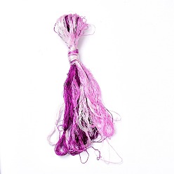 Magenta Real Silk Embroidery Threads, Friendship Bracelets String, 8 Colors, Gradient color, Magenta, 1mm, 20m/bundle, 8 bundles/set