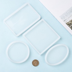 White DIY Silicone Molds, Resin Casting Molds, Clay Craft Mold Tools, Mixed Shapes, White, 67~126x47~107x7~10mm