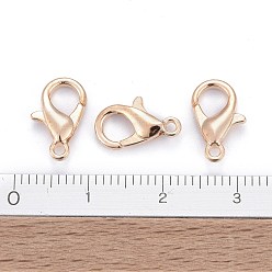 Light Gold Zinc Alloy Lobster Claw Clasps, Parrot Trigger Clasps, Cadmium Free & Lead Free, Light Gold, 12x6mm, Hole: 1.2mm