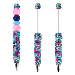 Фуксиновый 2шт. полимерная глина стразы шариковая ручка, бисерная ручка, с железной фурнитурой, для индивидуальной ручки с ювелирными бусинами, сердце, красно-фиолетовые, 145x15~16 мм, 2 шт / комплект