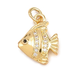 Черный Латунные микро проложить кубического циркония подвески, без кадмия и без свинца, реальный 18 k позолоченный, рыбы прелести, чёрные, 16.5x12.5x3.5 мм, отверстие : 3.5 мм